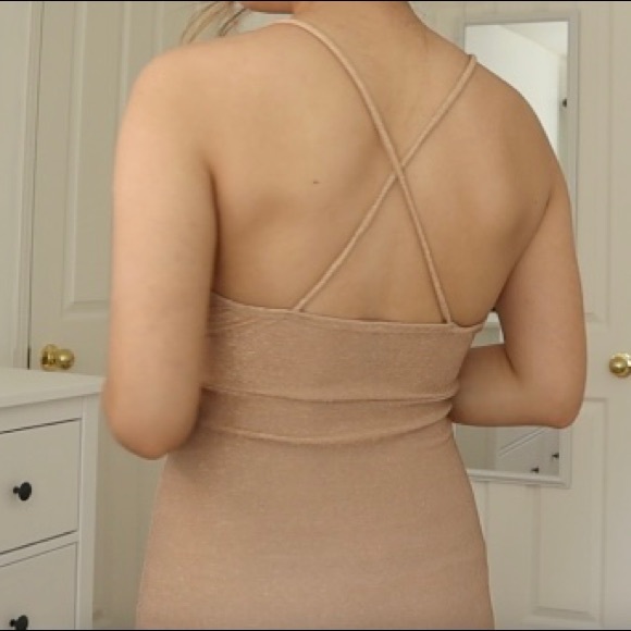 golden formal x back dress - Picture 4 of 5
